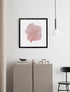 black framed red sea fan wall art